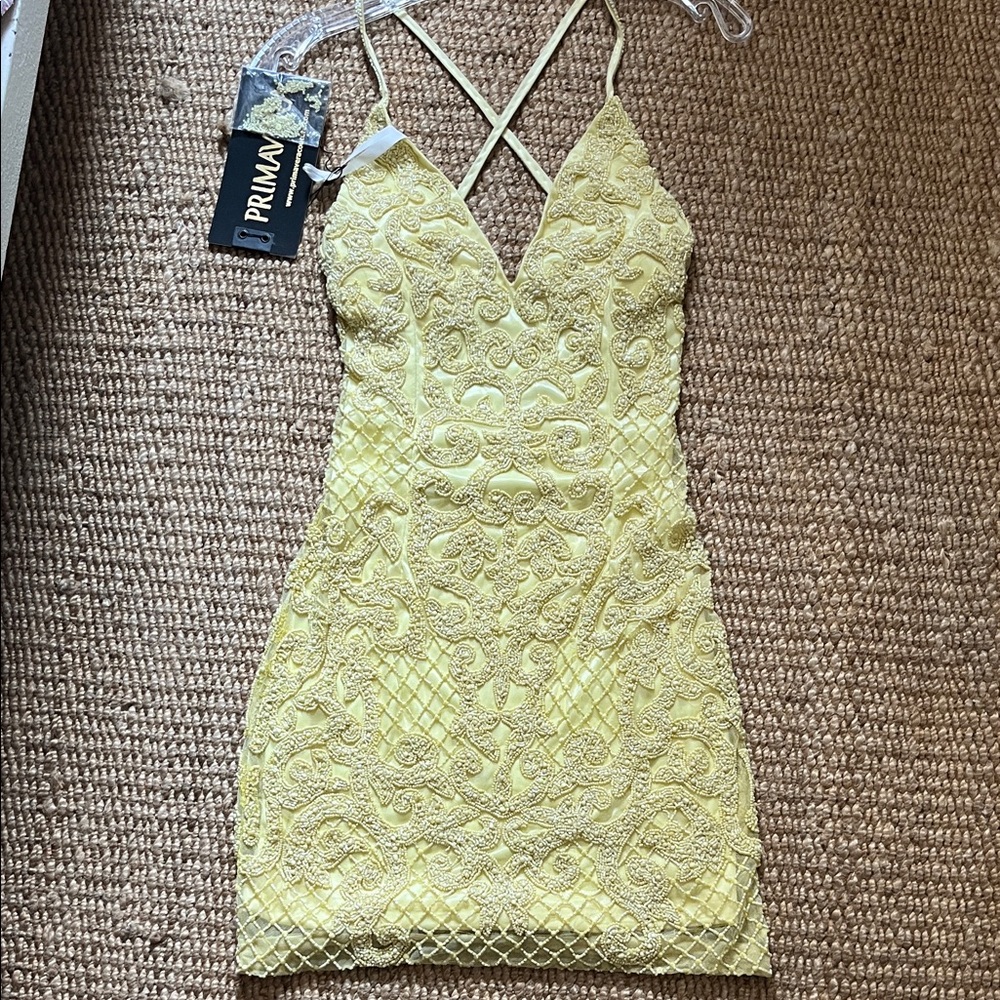 Primavera Couture Yellow Backless Dress